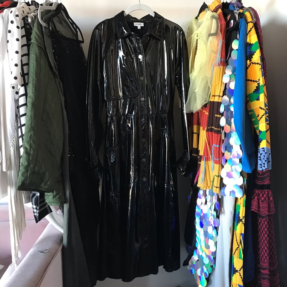 Daya by zendaya black latex coat